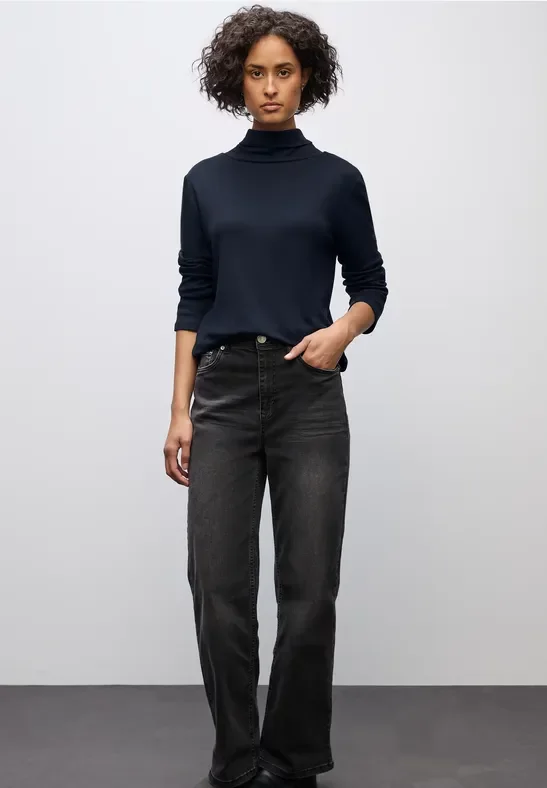 Thumbnail - Street One Frauen Basic Rollkragenshirt in Blau, Gr: 36