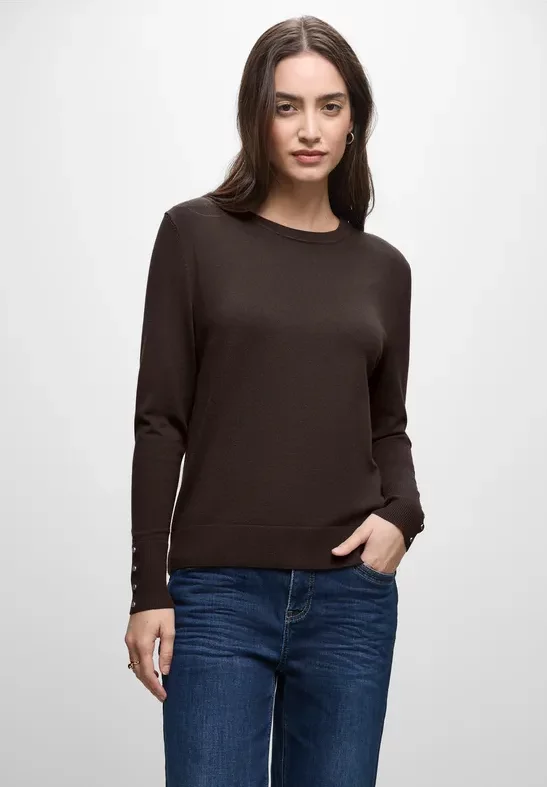 Thumbnail - Street One Frauen Pullover mit Knopfdetail in Braun, Gr: 36