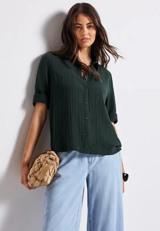Street One Frauen Musselin Hemdbluse in Grün, Gr: 42