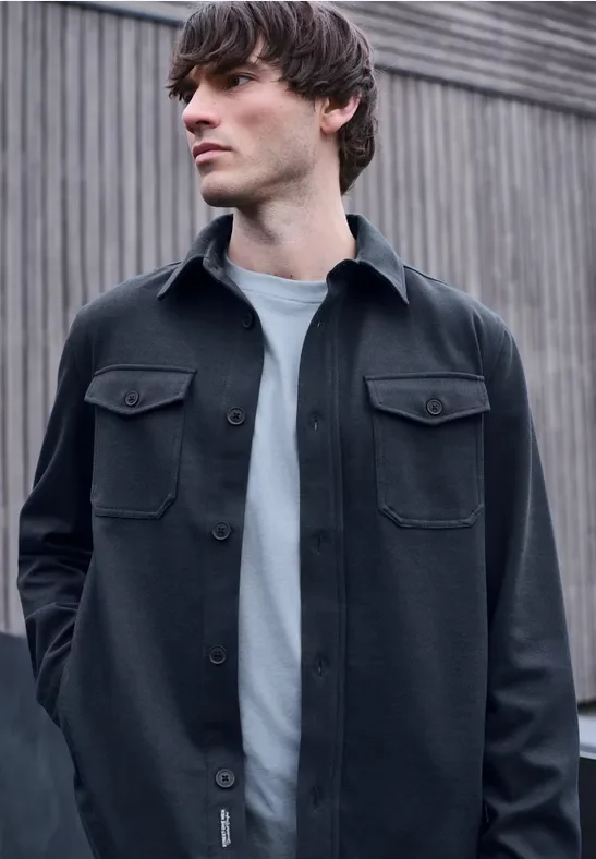 Street One MEN Männer Twill Overshirt in Blau, Gr: XL