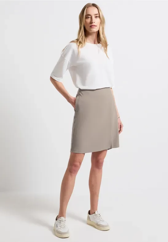 Street One Frauen Rock mit seitlichem Schlitz in Beige, Gr: 38
