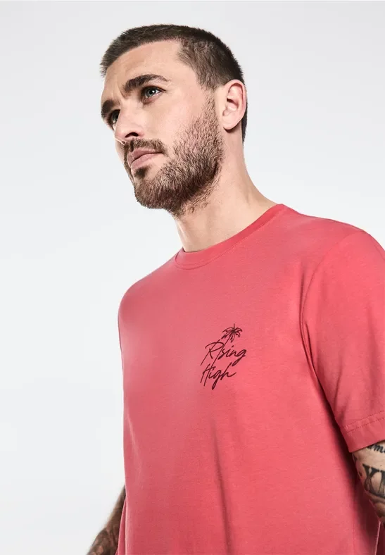 Street One MEN Männer T-Shirt mit Brustprint in Rot, Gr: 3XL
