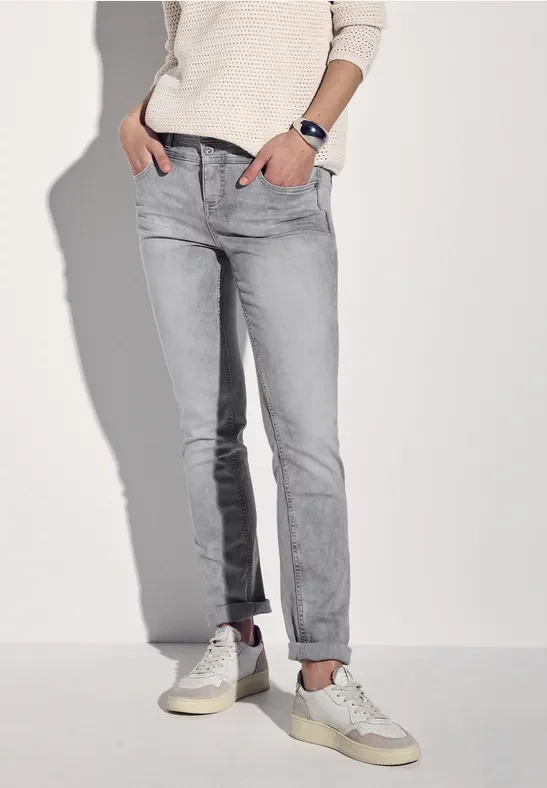 Street One Frauen Jeans im Casual Fit in Grau, Gr: 24