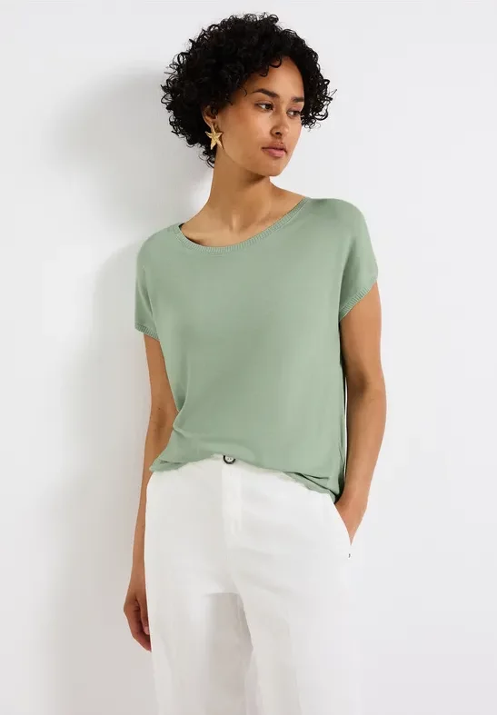 Street One Frauen Strick-Look Shirt in Grün, Gr: 44