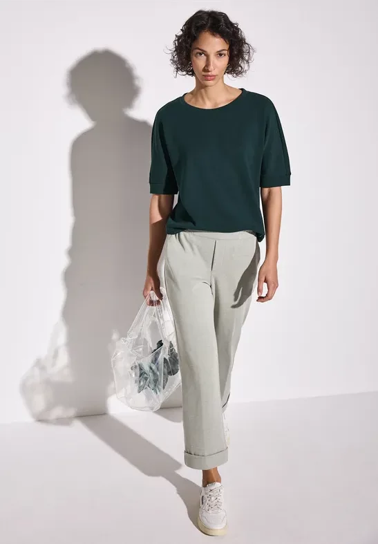 Street One Frauen Silk-Look T-Shirt in Grün, Gr: 38