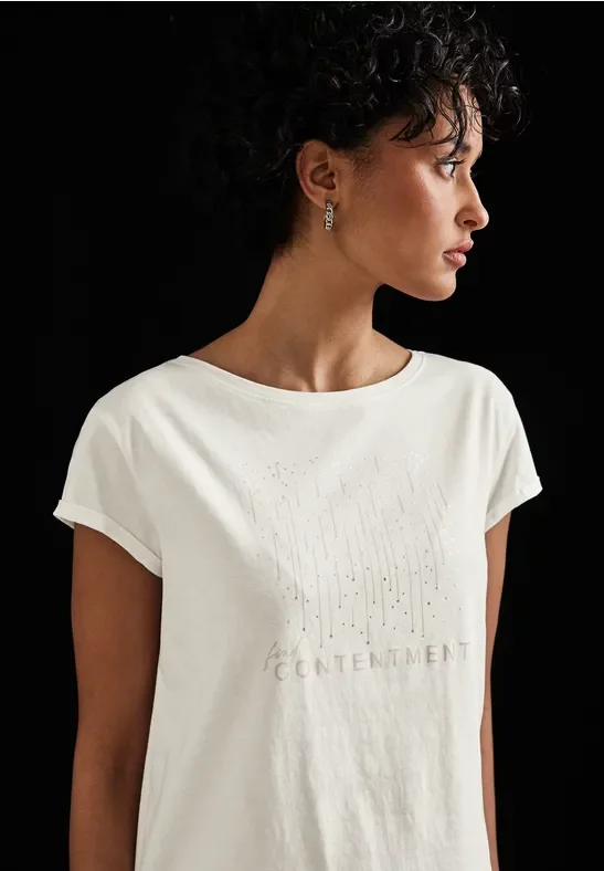 Street One Frauen T-Shirt mit Print in Weiß, Gr: 40