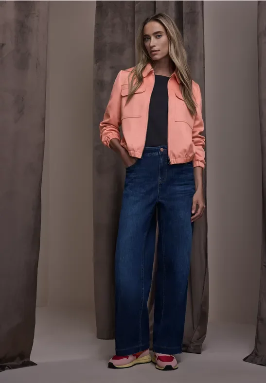 Street One Frauen Kurze Veloursjacke in Orange, Gr: 38