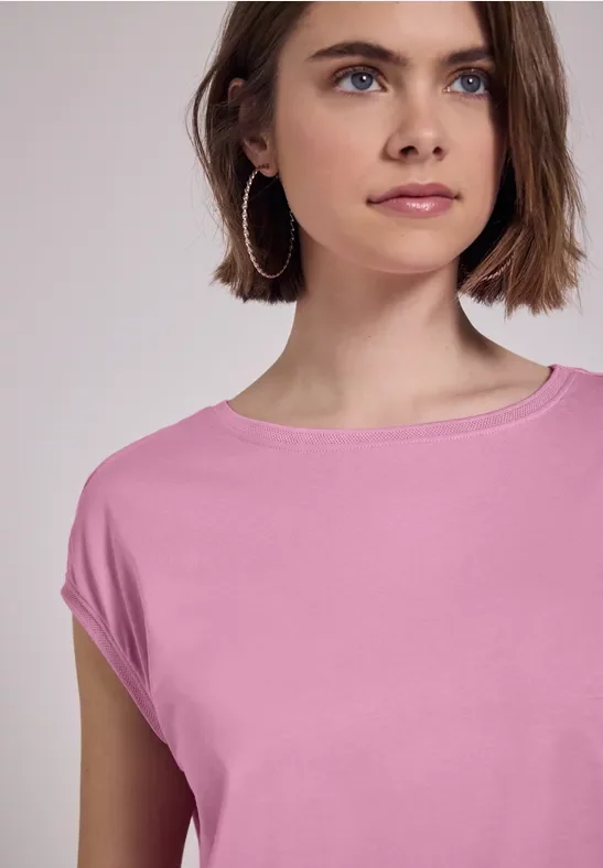 Street One Studio Frauen Shirt in Unifarbe in Pink, Gr: 44