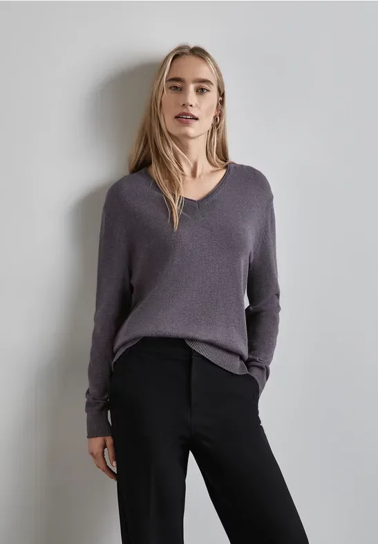 Street One Frauen Kuscheliger Pullover in Grau, Gr: 34