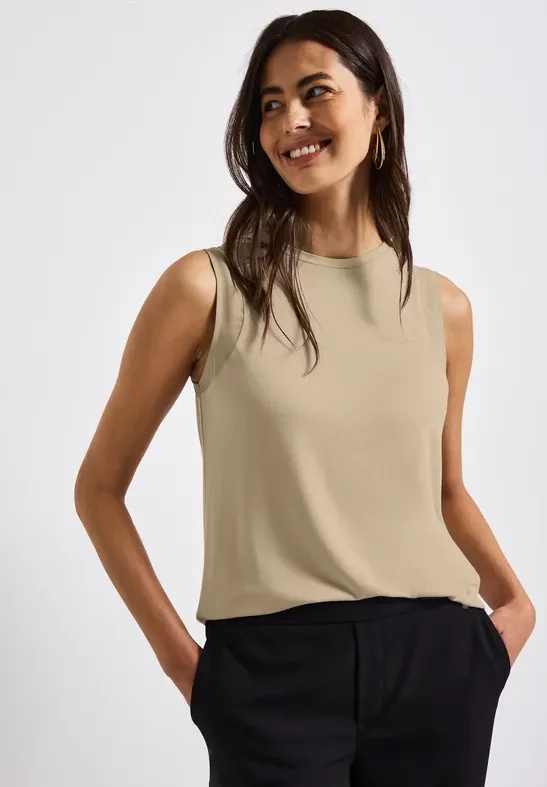 Street One Frauen Top mit Chiffondetails in Beige, Gr: 36