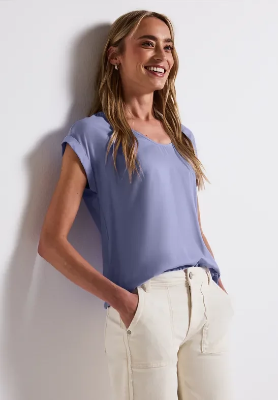 Street One Frauen Bluse in Unifarbe in Lila, Gr: 38