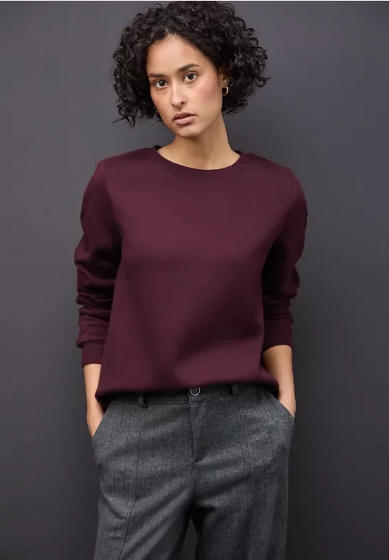 Street One Frauen Sweatshirt mit Rippdetail in Rot, Gr: 38