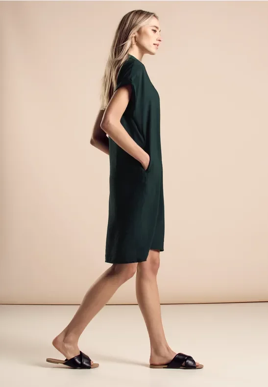 Street One Frauen Knielanges Blusen-Kleid in Grün, Gr: 34