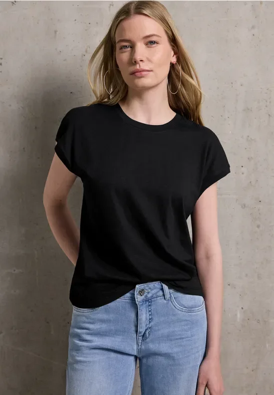 Thumbnail - Street One Studio Frauen Shirt mit Schulterdetail in Schwarz, Gr: 34