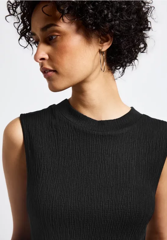Thumbnail - Street One Frauen Strukturtop mit Turtleneck in Schwarz, Gr: 42