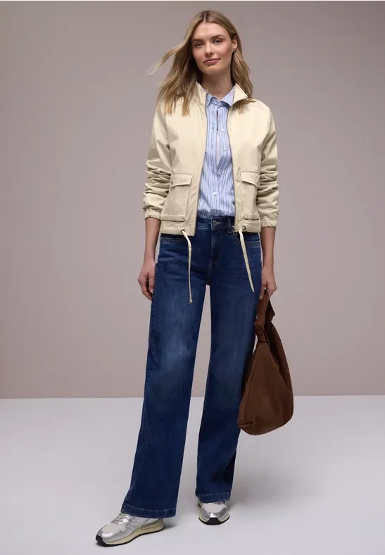 Street One Frauen Jacke mit Tunnelzug und Zipper in Beige, Gr: 40