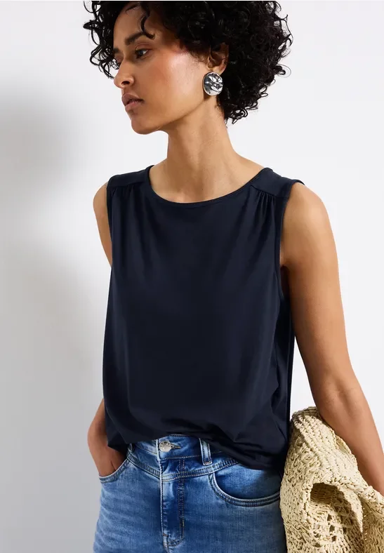 Street One Frauen Basic Top in Blau, Gr: 40