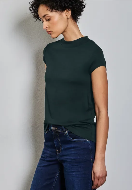 Street One Frauen Turtleneck T-Shirt in Grün, Gr: 46
