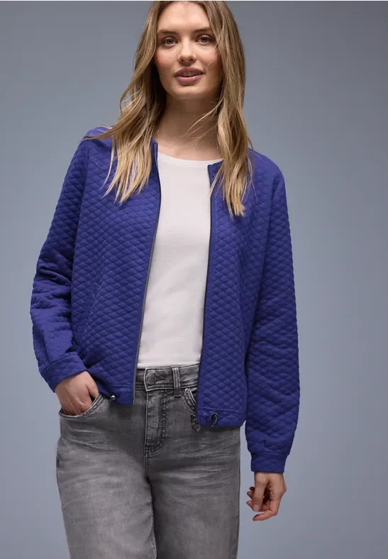 Street One Frauen Zipper Jacke mit Struktur in Blau, Gr: 42