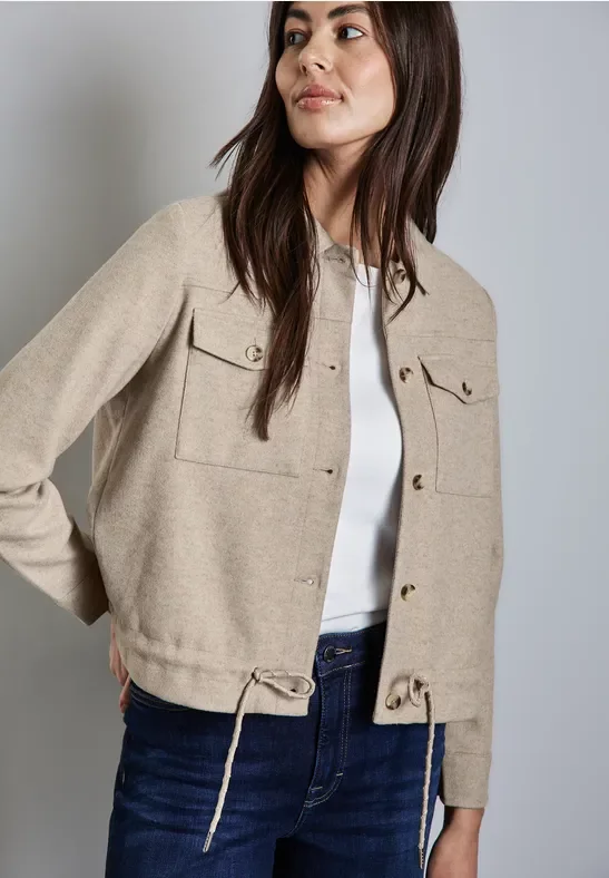 Street One Frauen Jacke in Wolloptik in Beige, Gr: 46