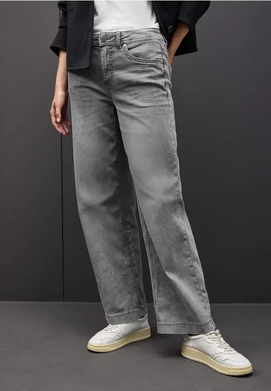 Thumbnail - Street One Frauen Wide Leg Jeans in Grau, Gr: 34