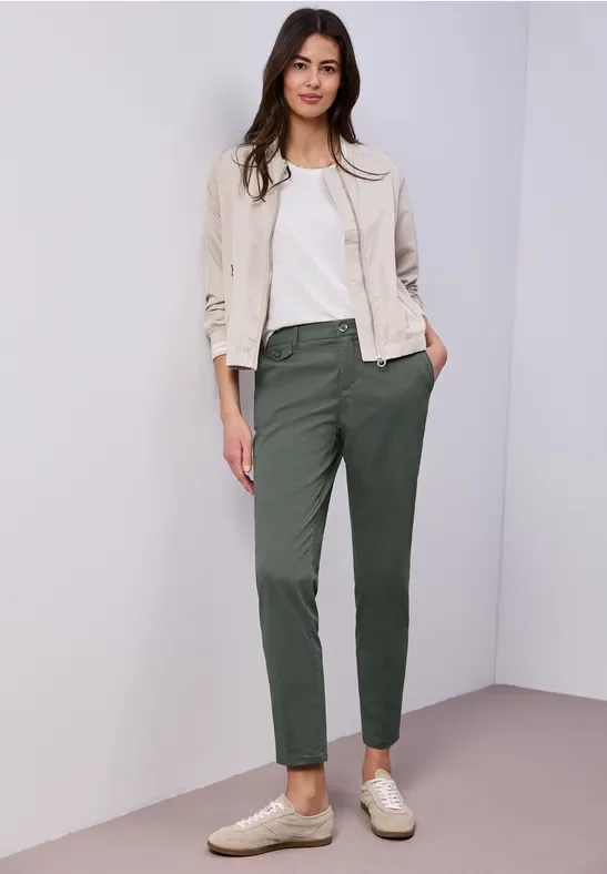 Street One Frauen Chino im Casual Fit in softer Qualität in Grün, Gr: 36