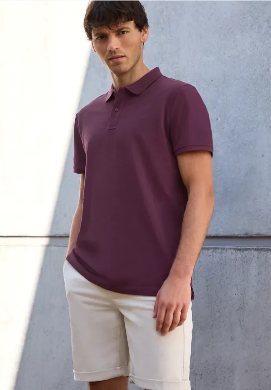 Street One MEN Männer Piqué-Poloshirt mit Logo in Rot, Gr: 3XL