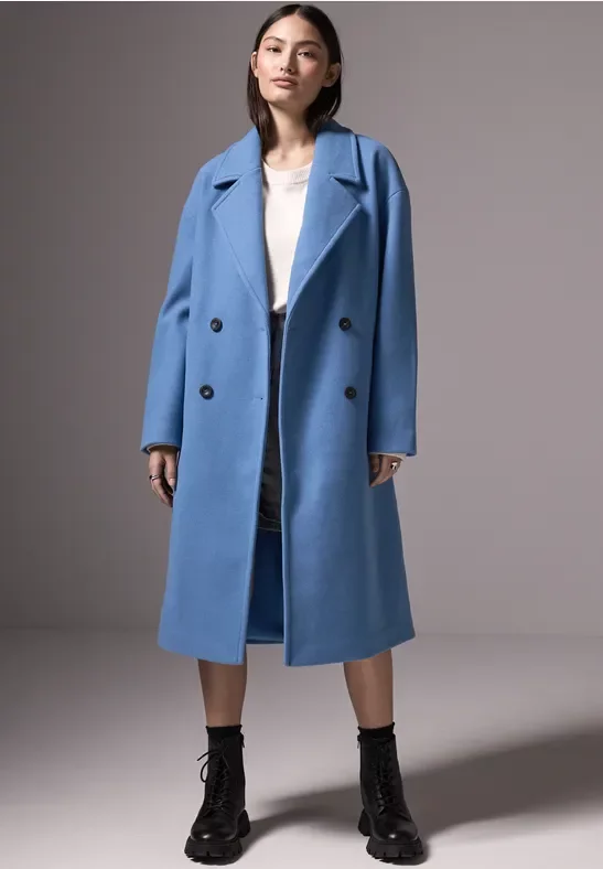 Street One Studio Frauen Oversized Revers-Mantel in Blau, Gr: 46