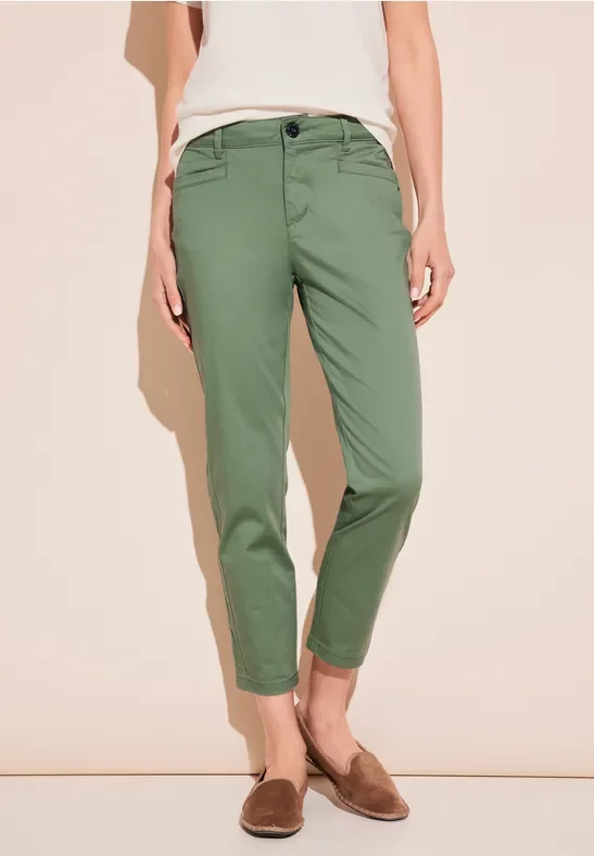 Street One Frauen 7/8 Satin Hose in Grün, Gr: 42