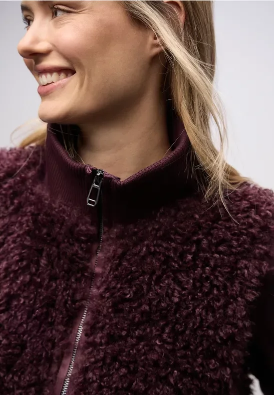 Street One Frauen Fake Fur Weste in Rot, Gr: 42