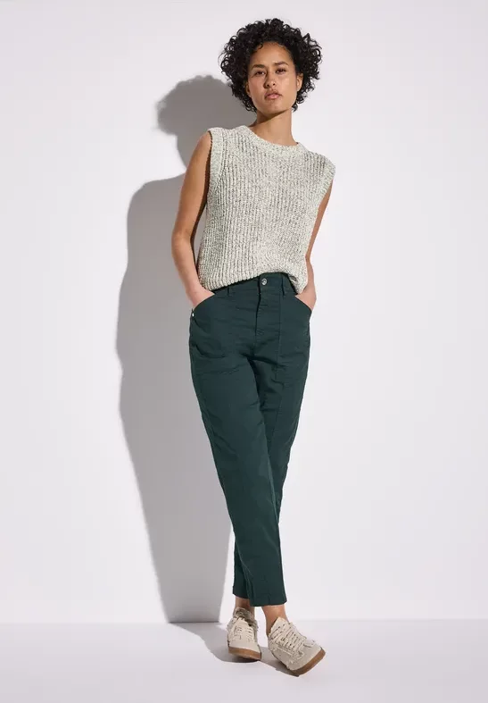 Thumbnail - Street One Frauen Paperbag Hose in Grün, Gr: 42