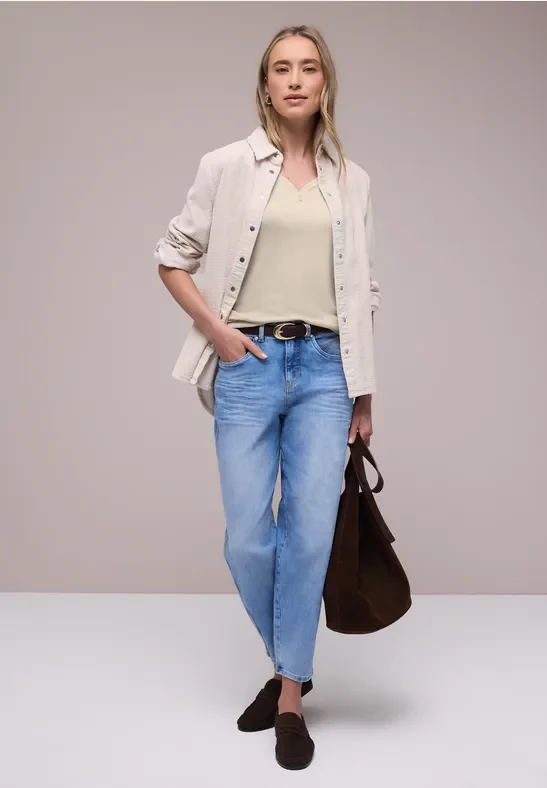 Street One Frauen Ärmelloses Shirt mit Knopfdetail in Beige, Gr: 46