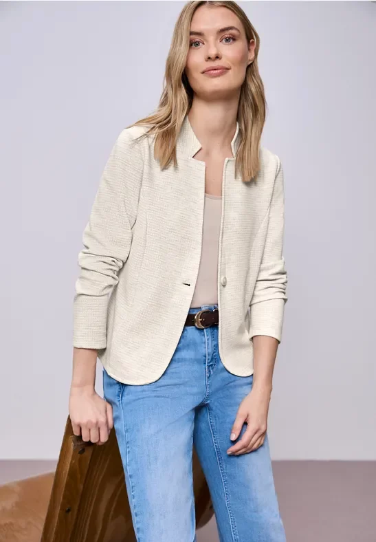 Street One Frauen Blazer mit Struktur in Beige, Gr: 46