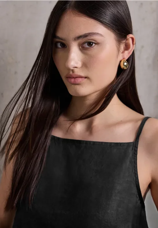 Street One Studio Frauen Blusentop mit Knopfdetail in Schwarz, Gr: 38