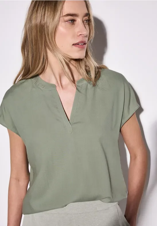 Street One Frauen Bluse in Unifarbe in Grün, Gr: 40