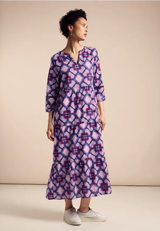 Street One Frauen Tunika Kleid mit Print in Lila, Gr: 36