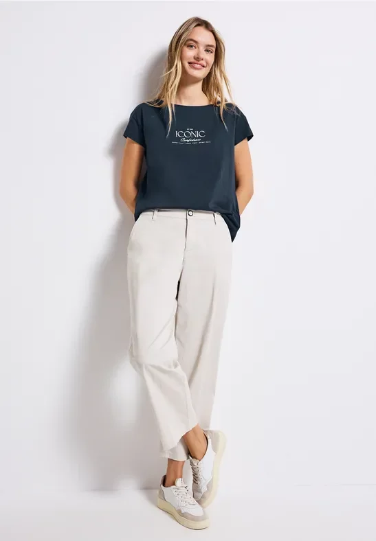 Street One Frauen Shirt mit Wording in Türkis, Gr: 40