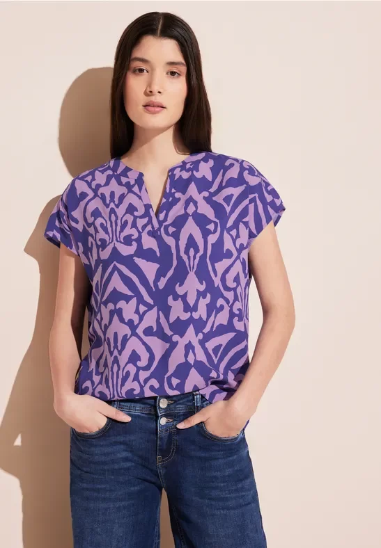 Thumbnail - Street One Frauen Print Bluse in Blau, Gr: 38