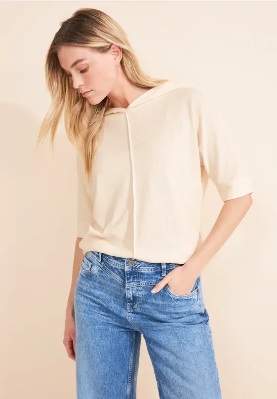 Street One Frauen Hoodie Strick Shirt in Weiß, Gr: 44