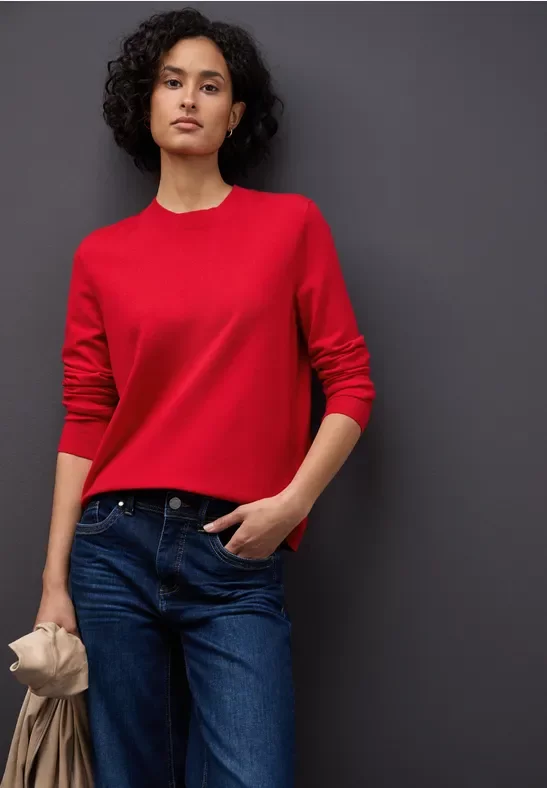 Street One Frauen Kuscheliger Pullover in Rot, Gr: 40