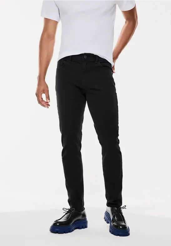 Street One MEN Männer Regular Fit Jeans in Schwarz, Gr: 29