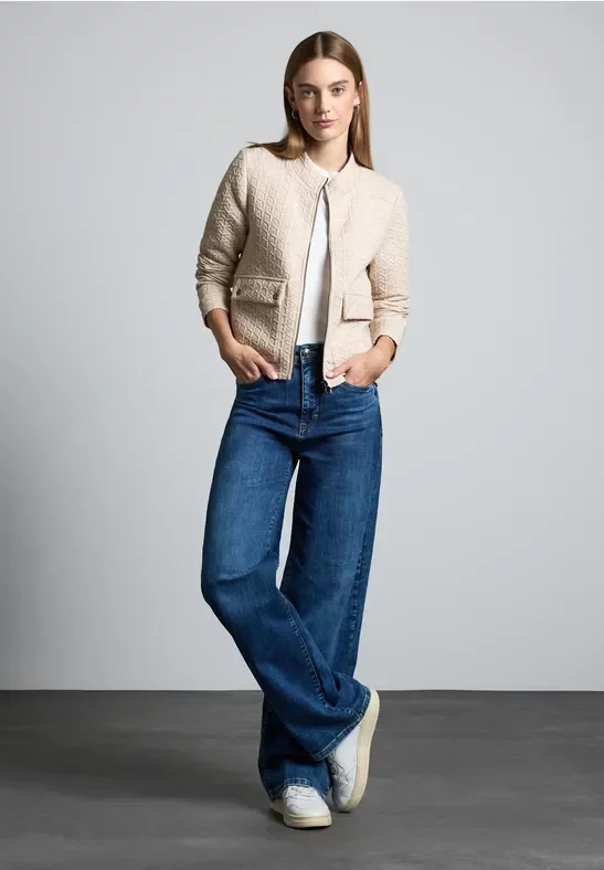 Street One Frauen Kurze Strukturjacke in Beige, Gr: 44