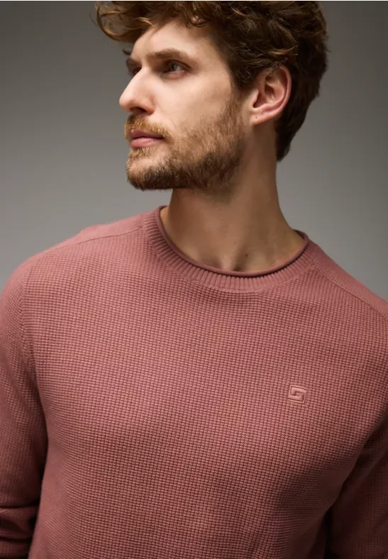 Thumbnail - Street One MEN Männer Pullover mit feiner Struktur in Rot, Gr: XL