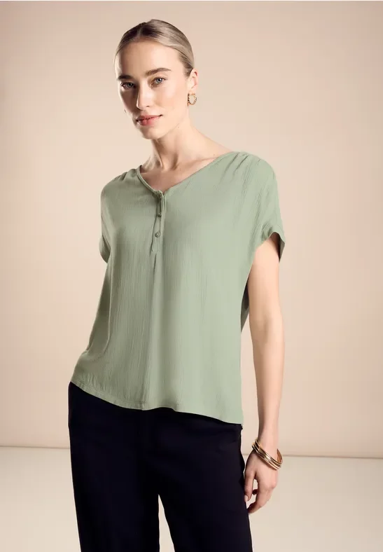 Street One Frauen Materialmix T-Shirt in Grün, Gr: 34