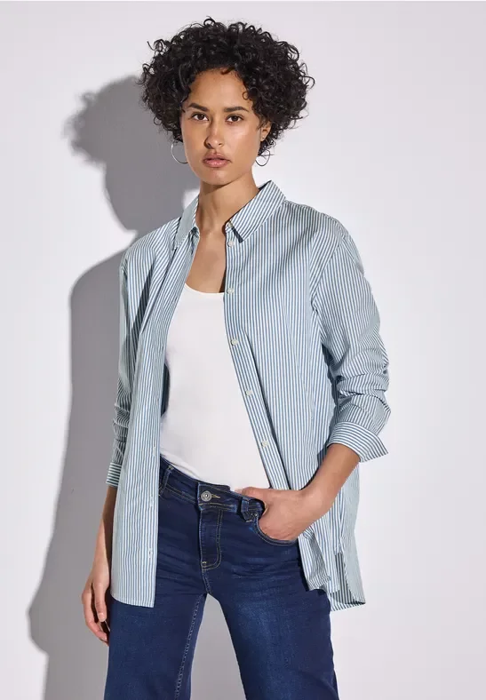 Street One Frauen Gestreifte Hemdbluse in Blau, Gr: 34