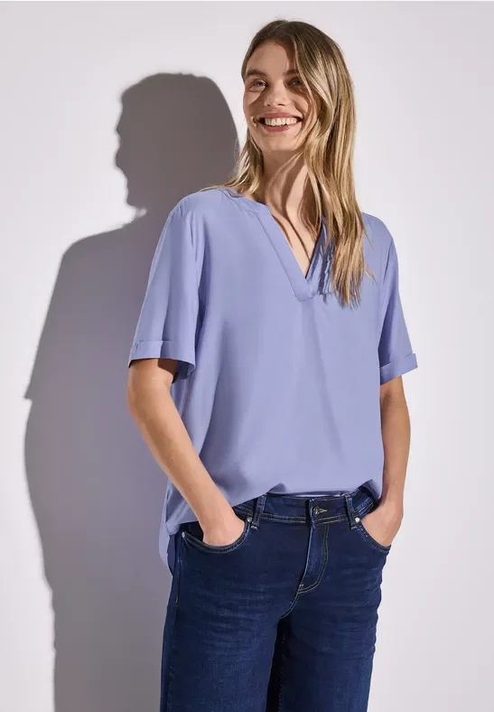 Thumbnail - Street One Frauen Bluse in Unifarbe in Lila, Gr: 34