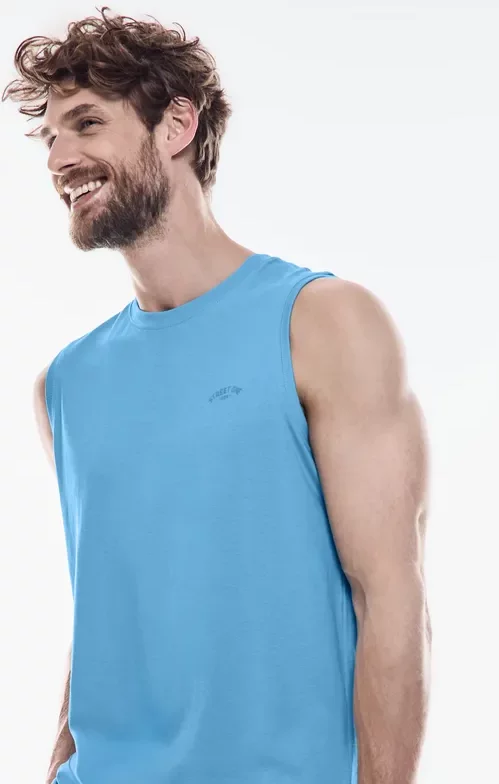 Street One MEN Männer Basic Top in Blau, Gr: 3XL