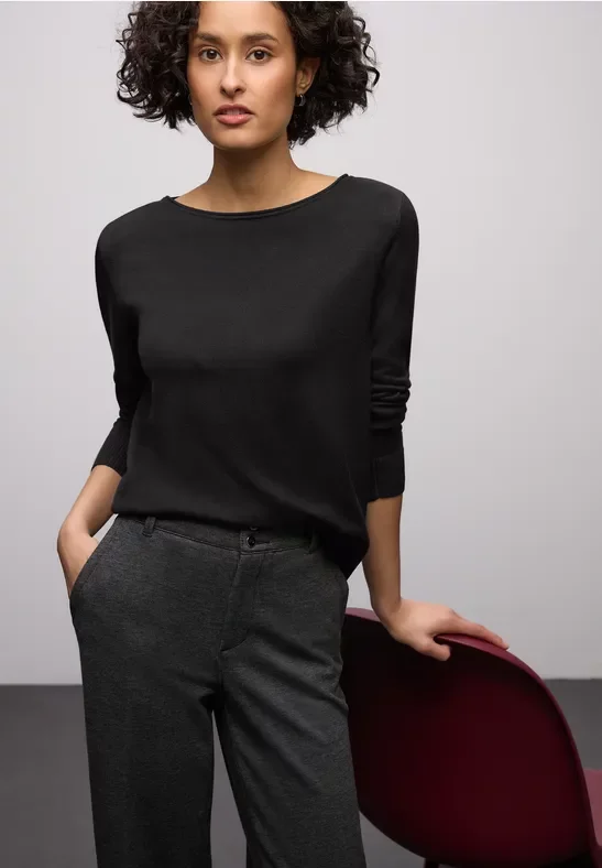 Street One Frauen Basic Pullover in Schwarz, Gr: 46