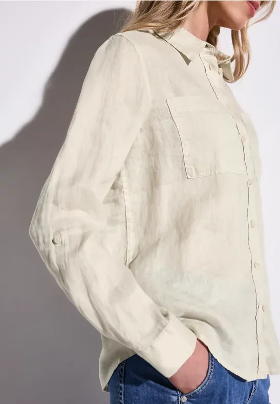 Street One Frauen Leinen-Hemdbluse in Beige, Gr: 46