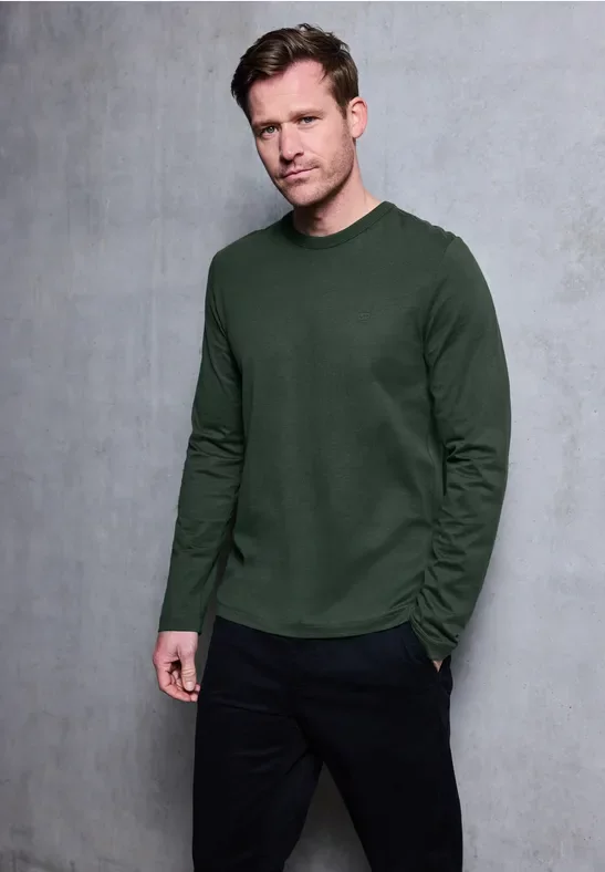 Thumbnail - Street One MEN Männer Softes Langarmshirt in Grün, Gr: L
